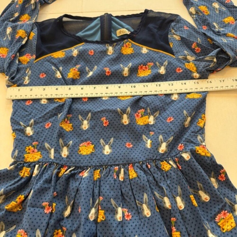 Antix Womens Dress Blue Rabbit Pattern Size XS (P) Knee Length Easter Spring - Picture 13 of 13